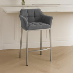 Barhocker Damaso E Cord mit 4-Fu� Gestell - grau