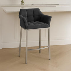 Barhocker Damaso E Cord mit 4-Fu� Gestell - dunkelgrau