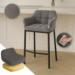 Barhocker Damaso B Cord mit 4-Fu� Gestell - taupe