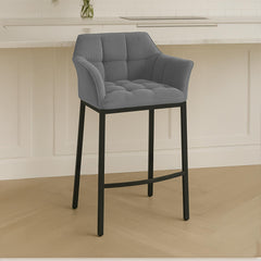 Barhocker Damaso B Cord mit 4-Fu� Gestell - grau