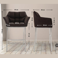 Barhocker Damaso E Stoff mit 4-Fuß Gestell - braun - InfinityMarket