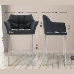 Barhocker Damaso E Stoff mit 4-Fuß Gestell - dunkelgrau - InfinityMarket