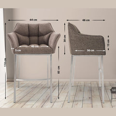 Barhocker Damaso E Stoff mit 4-Fuß Gestell - terrabraun - InfinityMarket