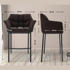 Barhocker Damaso B Stoff mit 4-Fuß Gestell - braun - InfinityMarket