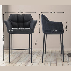 Barhocker Damaso B Stoff mit 4-Fuß Gestell - dunkelgrau - InfinityMarket
