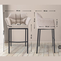 Barhocker Damaso B Stoff mit 4-Fuß Gestell - elfenbein - InfinityMarket