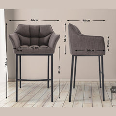 Barhocker Damaso B Stoff mit 4-Fuß Gestell - grau - InfinityMarket