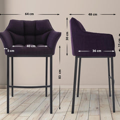 Barhocker Damaso B Stoff mit 4-Fuß Gestell - lila - InfinityMarket