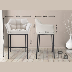 Barhocker Damaso B Stoff mit 4-Fuß Gestell - weiß - InfinityMarket