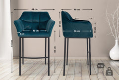 Barhocker Damaso B Samt mit 4-Fu� Gestell - gr�n