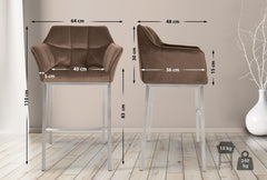 Barhocker Damaso E Samt mit 4-Fu� Gestell - braun