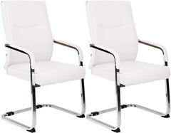 Set di 2 sedie visitatore Hobart bianche, design moderno per uffici e sale conferenze, comfort e stile uniti.
