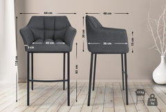 Barhocker Damaso B Filz mit 4-Fu� Gestell - grau