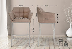 Barhocker Damaso E Filz mit 4-Fu� Gestell - taupe