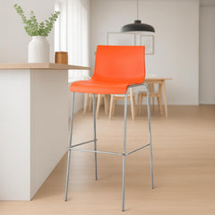 Barhocker Hoover Chrom 4-Fuß Gestell - orange - InfinityMarket