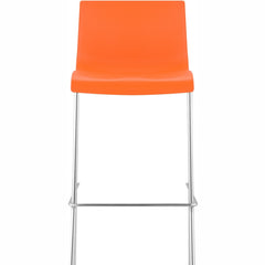 2er Set Barhocker Hoover Kunststoff 4-Fuß Gestell chrom - orange