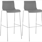 2er Set Barhocker Hoover Kunststoff 4-Fuß Gestell chrom - grau