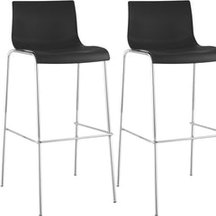 2er Set Barhocker Hoover Kunststoff 4-Fuß Gestell chrom - schwarz