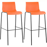 2er Set Barhocker Hoover Kunststoff 4-Fuß Gestell schwarz - orange