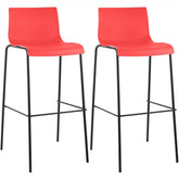 2er Set Barhocker Hoover Kunststoff 4-Fuß Gestell schwarz - rot