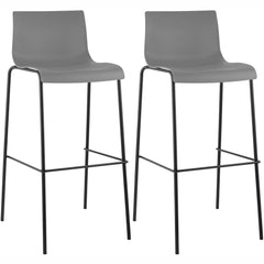 2er Set Barhocker Hoover Kunststoff 4-Fuß Gestell schwarz - grau