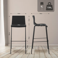 2er Set Barhocker Hoover Kunststoff 4-Fuß Gestell schwarz - schwarz