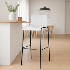 2er Set Barhocker Hoover Kunststoff 4-Fuß Gestell schwarz - weiß