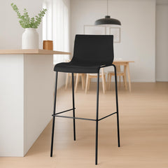 2er Set Barhocker Hoover Kunststoff 4-Fuß Gestell schwarz - schwarz