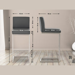 2er Set Barhocker Paros Kunstleder - grau