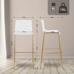 2er Set Barhocker Hoover Kunststoff 4-Fu� Gold - wei�