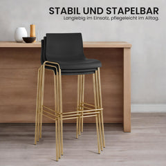 2er Set Barhocker Hoover Kunststoff 4-Fu� Gold - schwarz