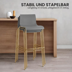 2er Set Barhocker Hoover Kunststoff 4-Fu� Gold - grau