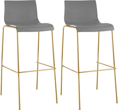 2er Set Barhocker Hoover Kunststoff 4-Fu� Gold - grau
