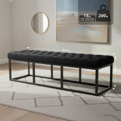 Sitzbank Polson Samt Schwarz 150 cm - schwarz
