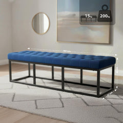 Sitzbank Polson Samt Schwarz 150 cm - blau