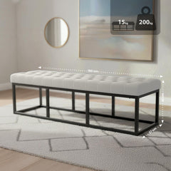 Sitzbank Polson Samt Schwarz 150 cm - creme