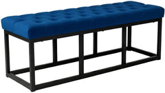 Sitzbank Polson Samt Schwarz 120 cm - blau