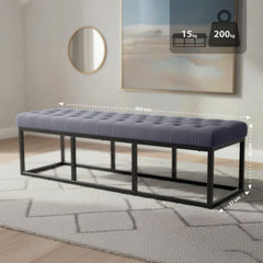 Sitzbank Polson Samt Schwarz 150 cm - grau