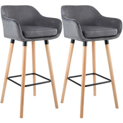 2er Set Barhocker Grant Samt - grau