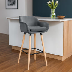 2er Set Barhocker Grant Samt - grau