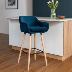 2er Set Barhocker Grant Samt - blau