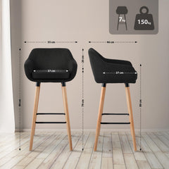 Barhocker Grant Stoff - schwarz - InfinityMarket