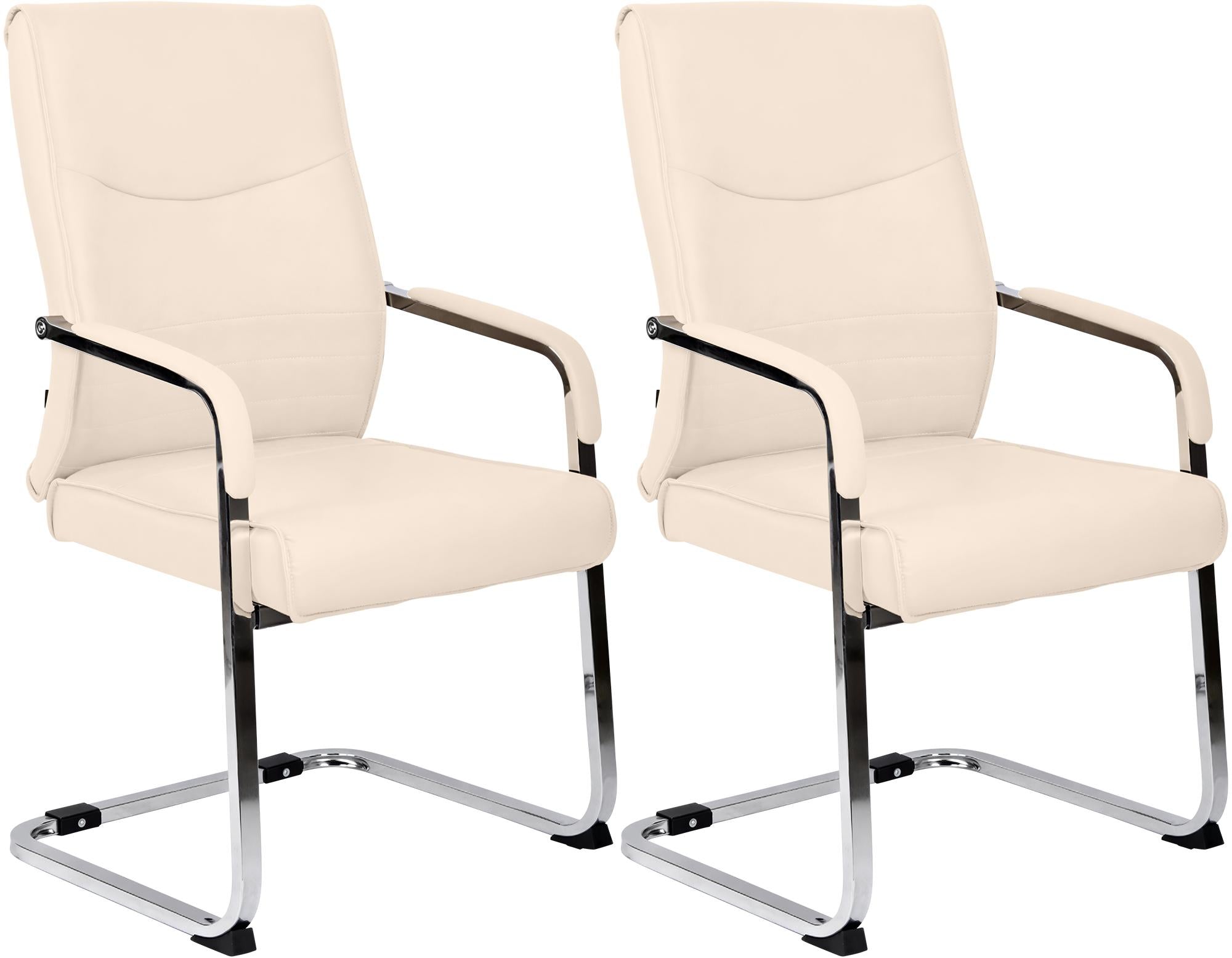 Set di 2 sedie visitatore Hobart in crema, perfette per uffici moderni e sale conferenze. Design elegante e funzionale.