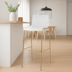 Barhocker Hoover Kunststoff 4-Fu� Gold - wei�