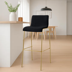 Barhocker Hoover Stoff 4-Fu� Gold - schwarz