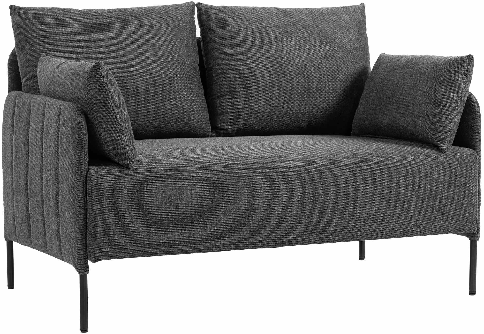 Divano Ziden 2 posti in tessuto nero, elegante e moderno, ideale per ogni soggiorno. Brand: Dropshipping-Europe.