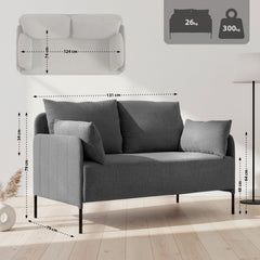Ziden Couch 2 Sitzer Stoff - dunkelgrau