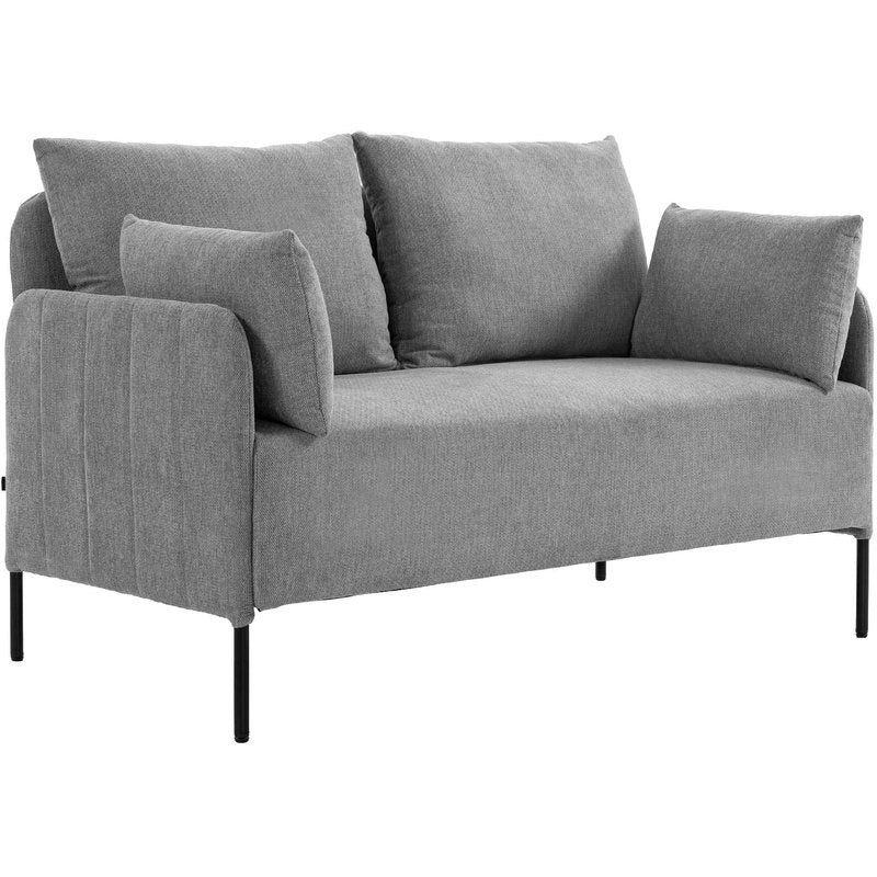 Divano a 2 posti Ziden in tessuto grigio chiaro, elegante e moderno, perfetto per ogni soggiorno.
