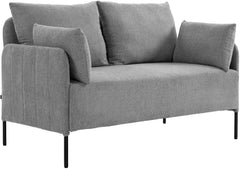 Divano a 2 posti Ziden in tessuto grigio chiaro, elegante e moderno, perfetto per ogni soggiorno.