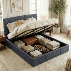 Bett Ladia Stoff 180x200 cm - dunkelgrau
